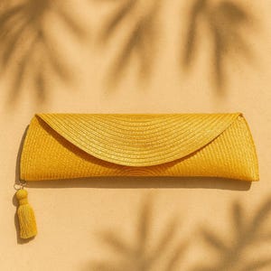 Clutch fiesta, Bolso de paja con solapa, Cartera para boda, Regalo para ella