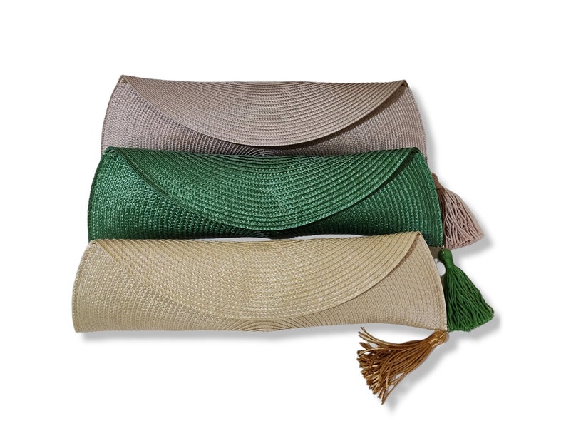 Envelope straw clutch bags, Evening wedding purses image 7