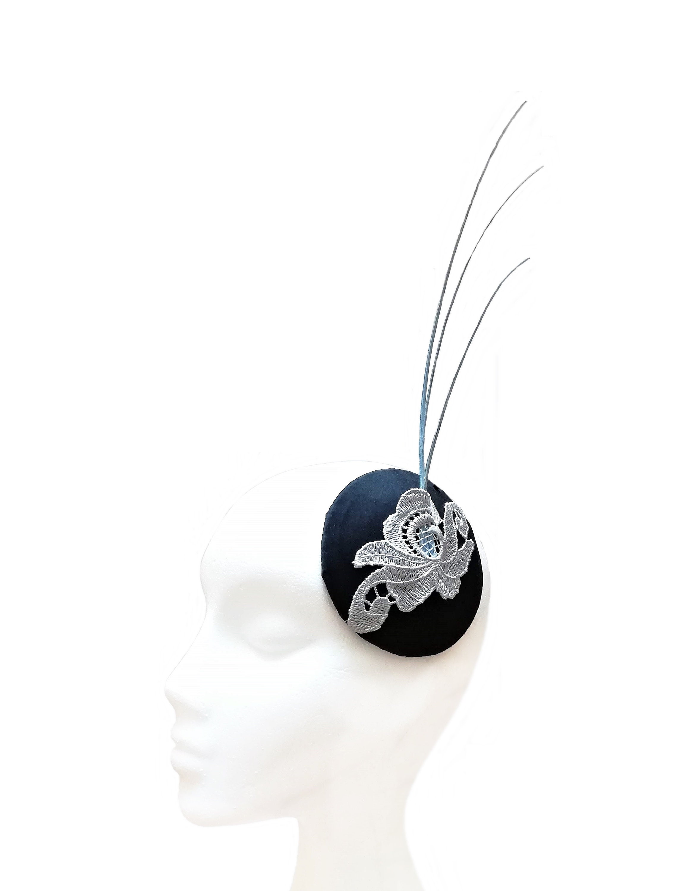 Black and Silver Fascinator Hat With 