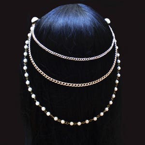 Pearl bridal head chain, Wedding hair jewelry image 3