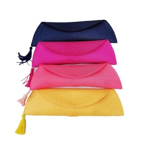 Clutch fiesta, Bolso de paja con solapa, Cartera de paja, Bolso boda, Bolso artesanal