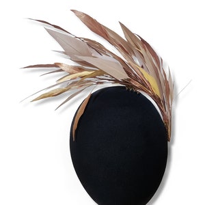 Feather fascinator in mink, copper and gold, Wedding headpiece image 4