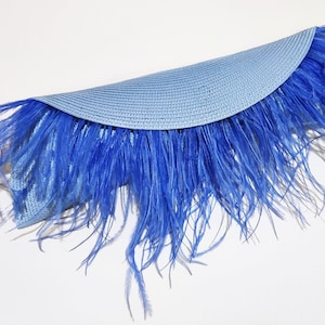 Evening clutch bag with feathers. Wedding statement straw handbag image 11