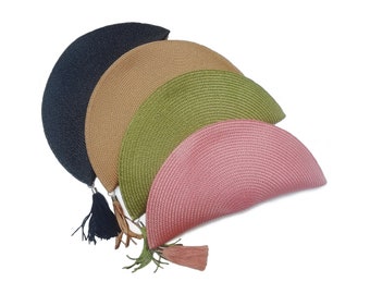 Cartera de paja, Bolso clutch para boda o fiesta, Bolso abanico de