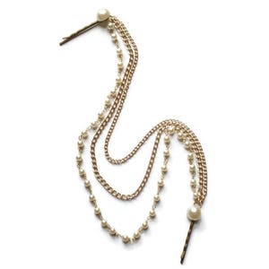 Pearl bridal head chain, Wedding hair jewelry image 1