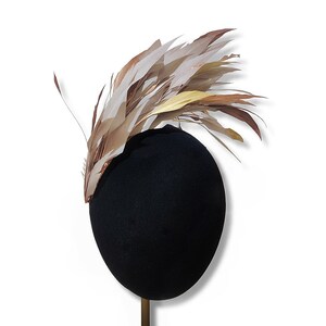 Feather fascinator in mink, copper and gold, Wedding headpiece image 2