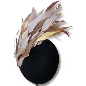Feather fascinator in mink, copper and gold, Wedding headpiece image 8
