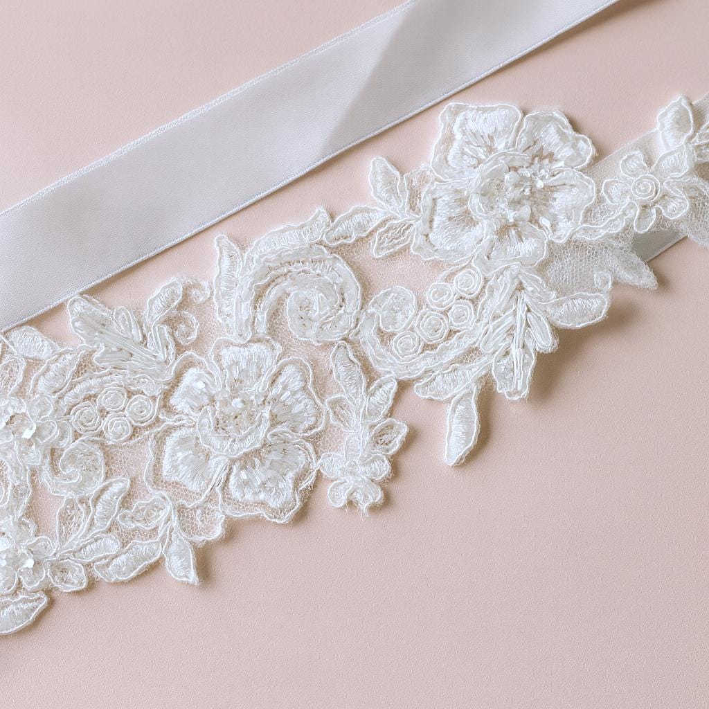 VALICLUD Cintura Da Sposa In Pizzo Bianco Con Nastro Di Raso – Accessorio Elegante Per Abito Da Sposa E Look Quotidiani