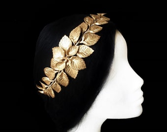 Large laurel leaf headpiece, Statement wedding headband