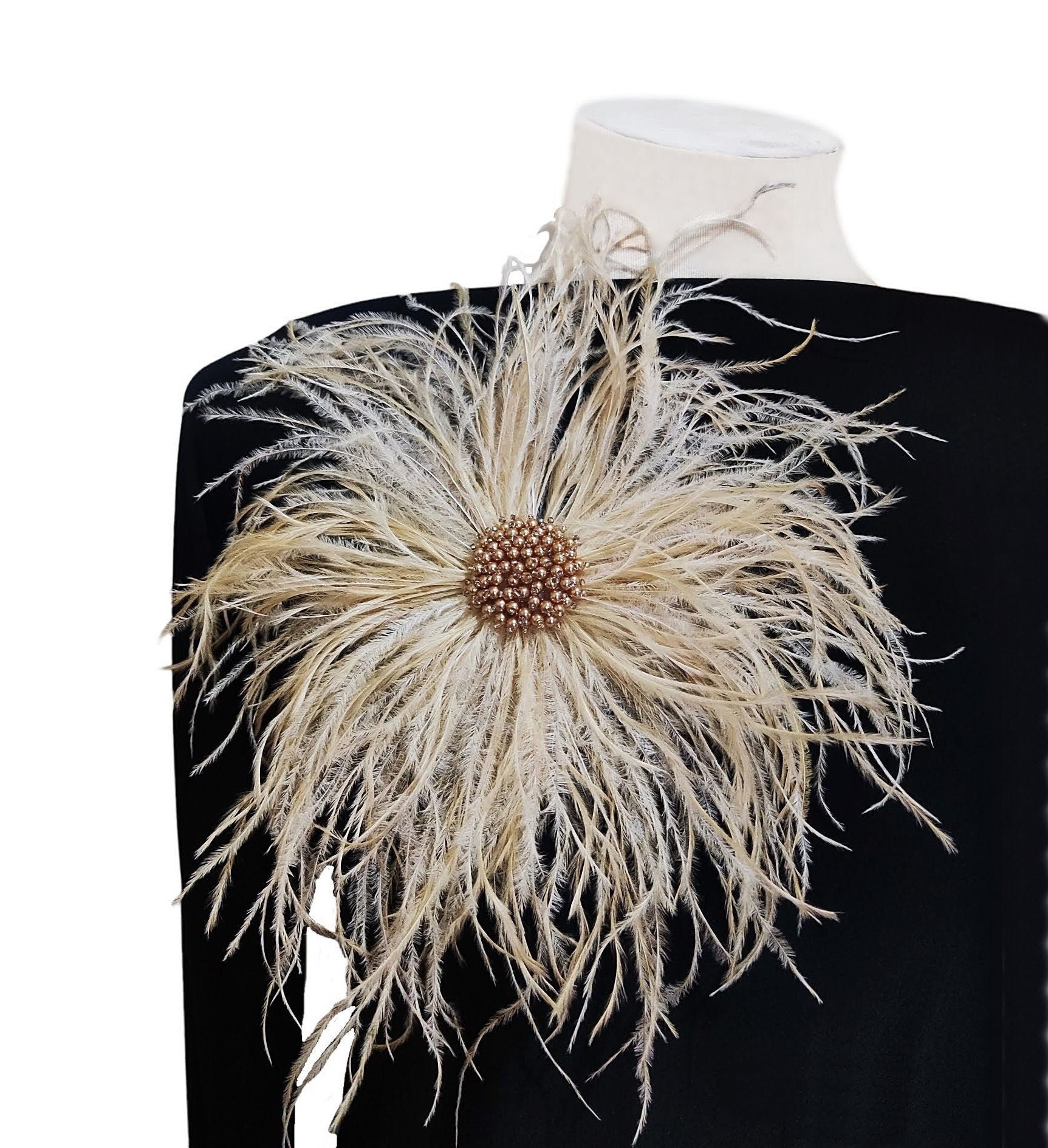 Broche Extra Grande de Plumas y Cristal – Perfecto para Novias, Invitadas a Bodas y Galas