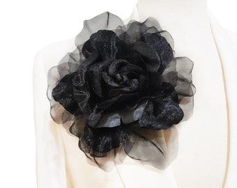 Extra large flower brooch with feathers, Wedding accessories