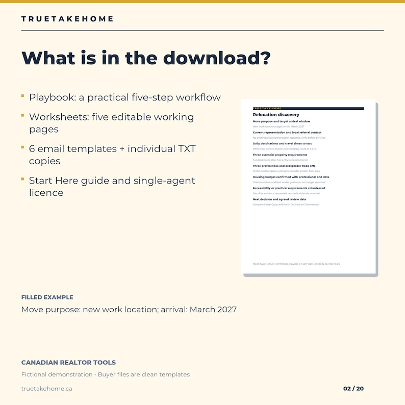 Canadian Relocation Guide for Realtors, Local Area Comparison, Discovery Worksheets and Client Email Templates image 2