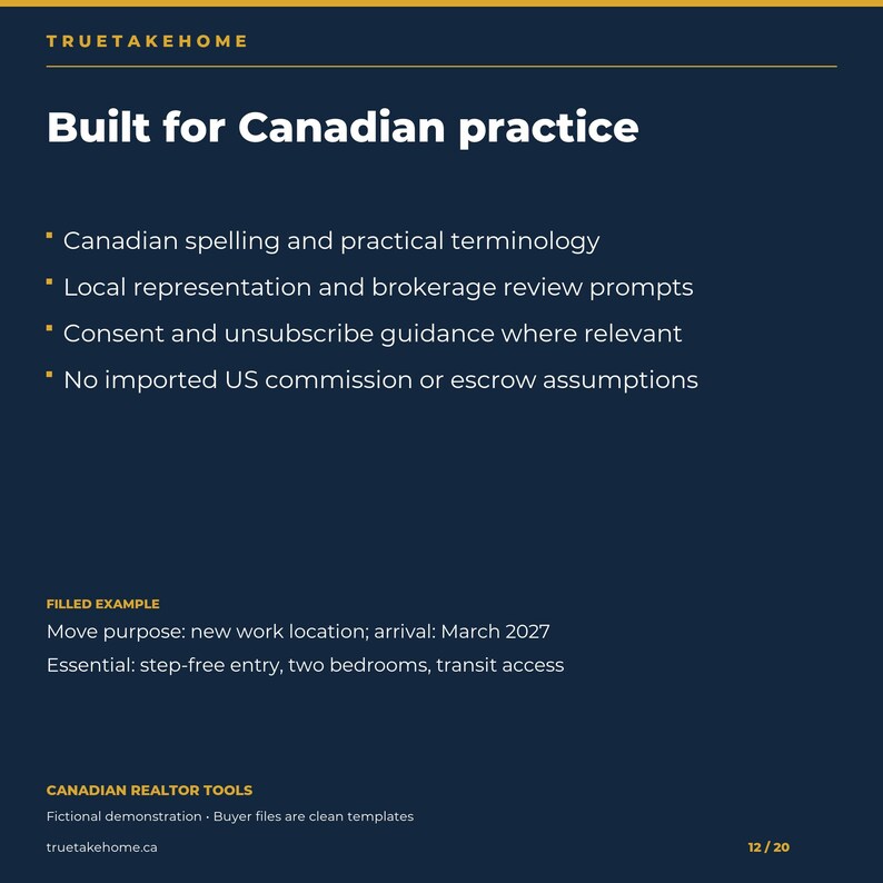 Canadian Relocation Guide for Realtors, Local Area Comparison, Discovery Worksheets and Client Email Templates image 12