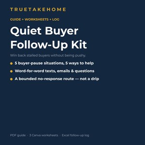 Kit de seguimiento para compradores indecisos / Guiones, hojas de trabajo y registro para agentes inmobiliarios sobre compradores que no están interesados ​​(PDF + Canva + Excel) imagen 1