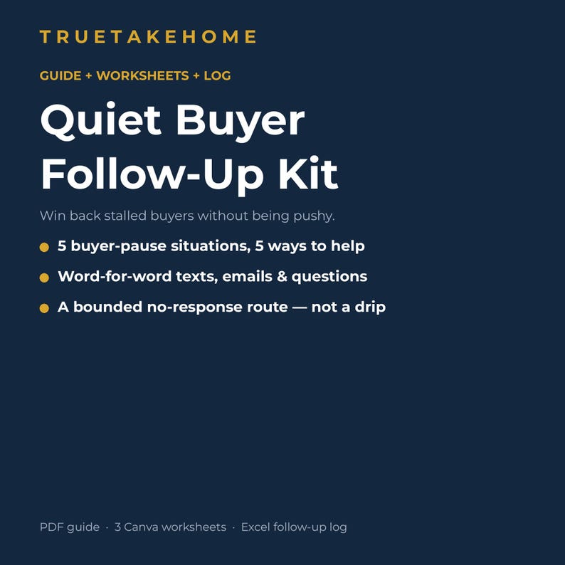 Kit de seguimiento para compradores indecisos / Guiones, hojas de trabajo y registro para agentes inmobiliarios sobre compradores que no están interesados ​​(PDF + Canva + Excel) imagen 1