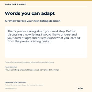 Canadian Expired Listing Kit for Realtors, Seller Relaunch Review, Consultation Scripts and Follow Up Emails image 7