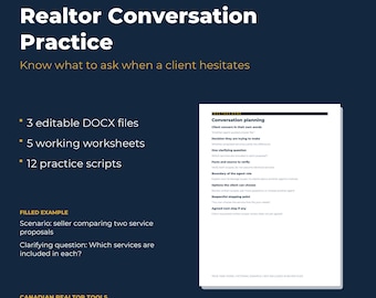 Real Estate Objection Handling Scripts for Canadian Realtors, Buyer and Seller Conversation Practice, Editable Role Play Kit