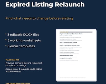 Canadian Expired Listing Kit for Realtors, Seller Relaunch Review, Consultation Scripts and Follow Up Emails