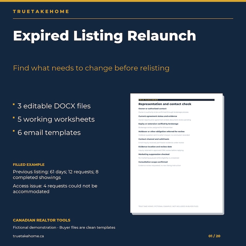 Canadian Expired Listing Kit for Realtors, Seller Relaunch Review, Consultation Scripts and Follow Up Emails image 1