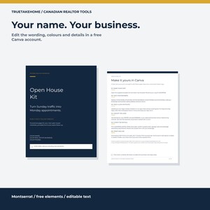Kit para jornadas de puertas abiertas para agentes inmobiliarios canadienses / 10 páginas editables de Canva / Listas de verificación, formularios de registro y guiones de seguimiento imagen 7