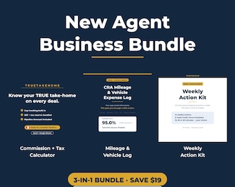 Realtor Business Bundle | Commission Tracker + Mileage Log + Weekly Prospecting Kit | Canadian Real Estate Spreadsheets