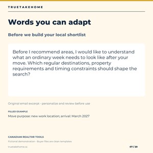 Canadian Relocation Guide for Realtors, Local Area Comparison, Discovery Worksheets and Client Email Templates image 7