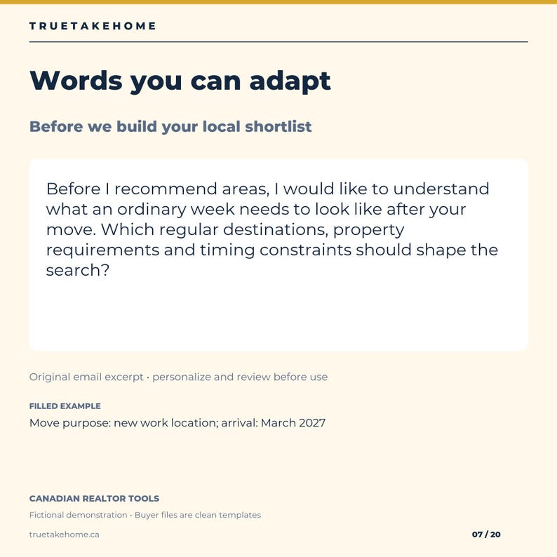 Canadian Relocation Guide for Realtors, Local Area Comparison, Discovery Worksheets and Client Email Templates image 7