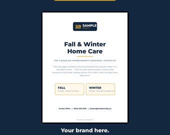 Bearbeitbare Canva-Vorlage | Checkliste für die Hausinstandhaltung im Herbst und Winter (für kanadische Immobilienmakler)