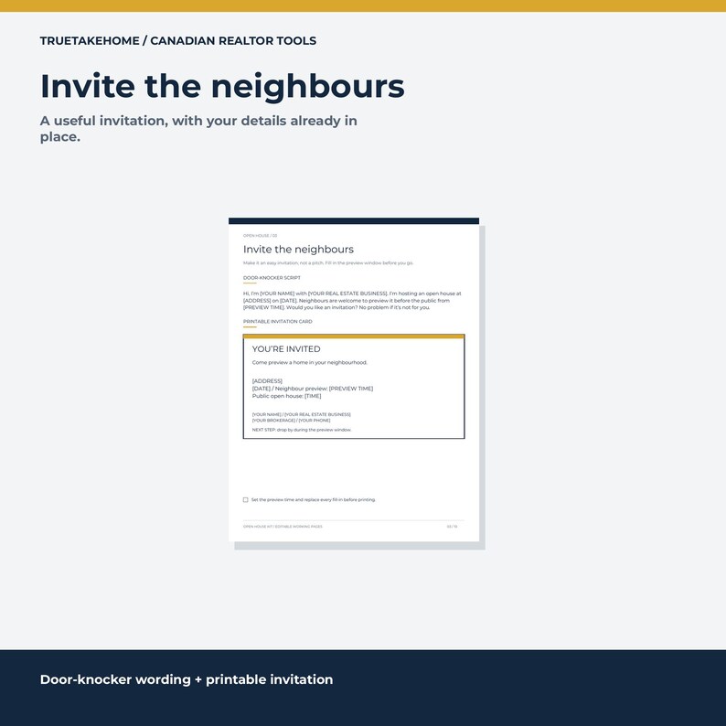 Kit para jornadas de puertas abiertas para agentes inmobiliarios canadienses / 10 páginas editables de Canva / Listas de verificación, formularios de registro y guiones de seguimiento imagen 3