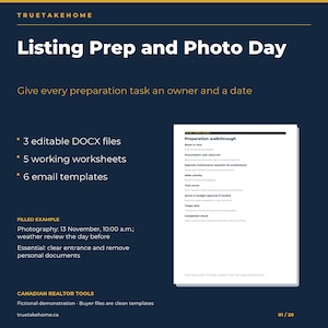Home Staging and Photography Checklist for Canadian Realtors, Listing Prep Plan, Seller Worksheets and Email Templates Bild 1