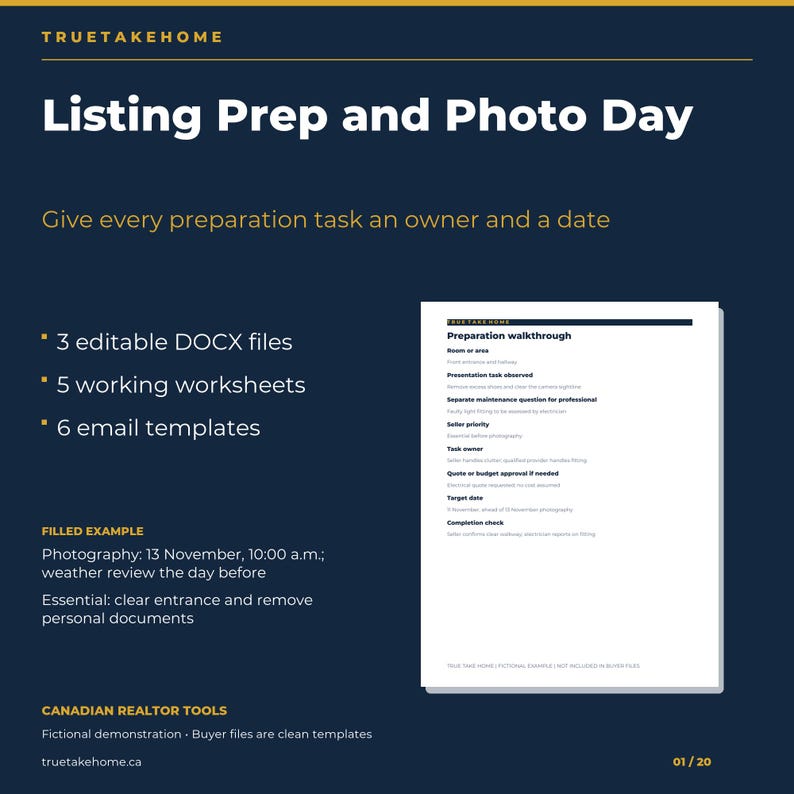 Home Staging and Photography Checklist for Canadian Realtors, Listing Prep Plan, Seller Worksheets and Email Templates Bild 1