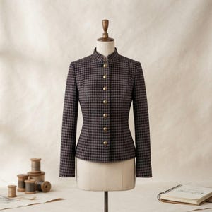 Fitted Mandarin Collar Jacket Sewing Pattern, Tailored Stand Collar Coat Guide (PDF)