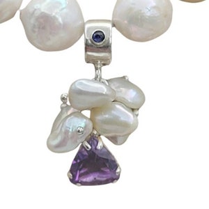 Baroque Pearl Necklace with Amethyst, Tanzanite and Keishi Pearls image 1