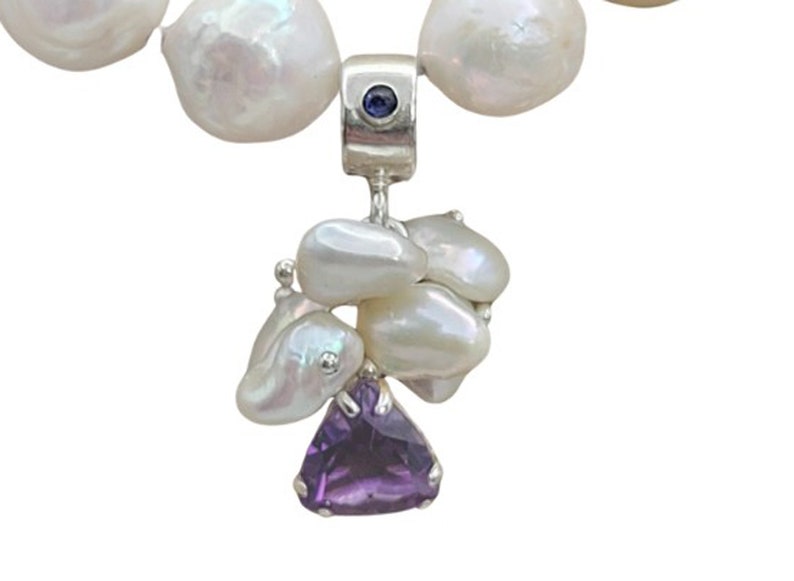 Baroque Pearl Necklace with Amethyst, Tanzanite and Keishi Pearls image 1