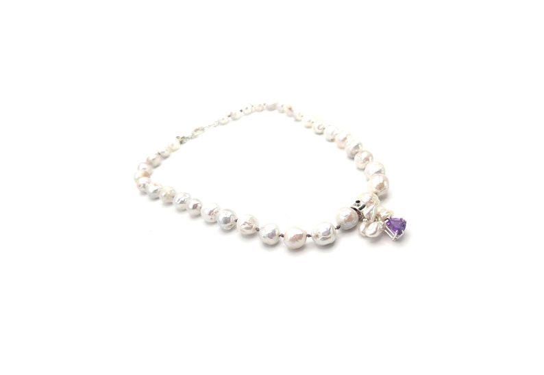 Baroque Pearl Necklace with Amethyst, Tanzanite and Keishi Pearls image 4