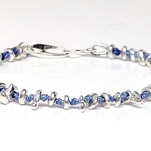 Hand Knotted Sterling Silver Bracelet: Silk Cord, Lobster Claw Clasp