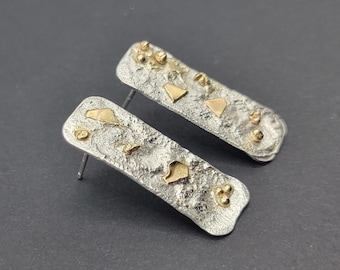 14KY Gold & Argentium Silver Reticulated Earrings