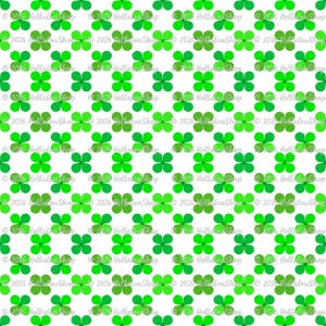 May include: A repeating pattern of four-leaf clovers in various shades of green on a white background. The text 2026 HollalouShop is printed repeatedly across the design in a light gray font, overlaying the clover pattern throughout.