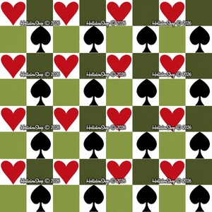 Naadloos patroon van harten en schoppen schaakmat | Rood hart zwart schoppen schaakbord PNG | Retro speelkaarten digitaal papier