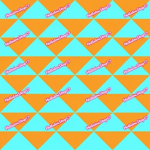 Patrón geométrico retro en tonos aguamarina y naranja sin costuras PNG / Triángulo colorido para descarga digital / Diseño para tela, papel tapiz y sublimación