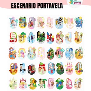 Pack 40 Modelos Cake Toppers Escenario Portavela