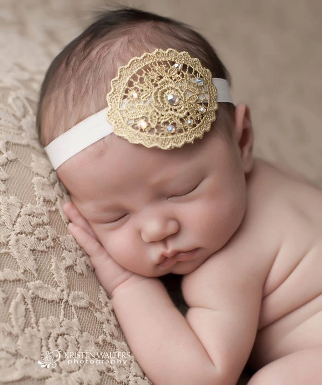 Vintage Lace Gold Headband Newborn Baby Girls Hair - Etsy
