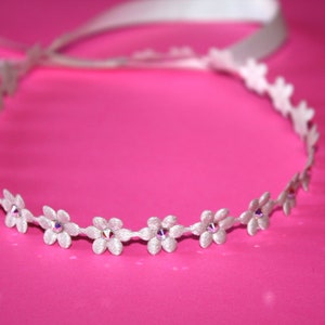 Flower Headband with Swarovski Crystals, Baby girls, photography, Toddlers, Flower girls, gold, silver, white, ivory, pink image 3