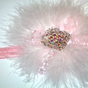 Newborn baby soft headband with Swarovski crystals, feather headband, delicate, Dainty band, christening, birthday, flower girls, photo prop image 2