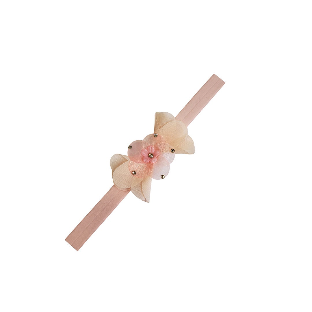 Fascia per capelli con fiore rosa Petit