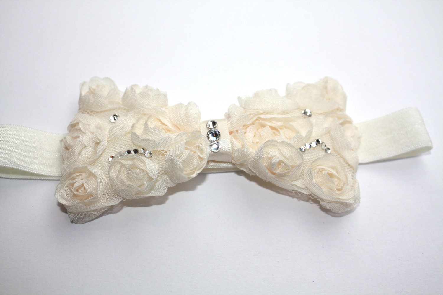 0-6M Cream & Pink Heart Bow Headbands - Naartjie