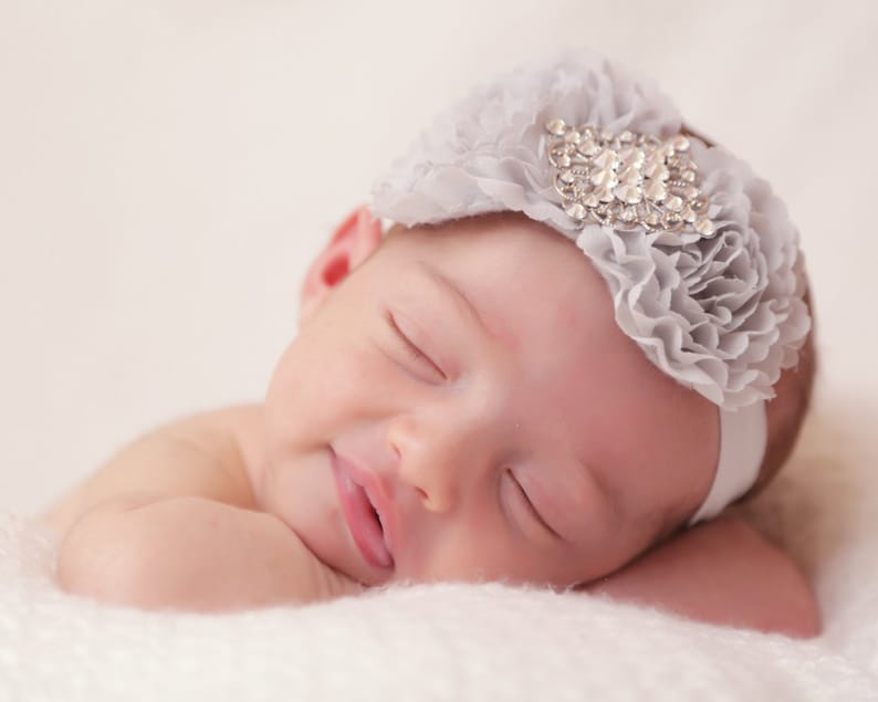 Grey, wedding headband toddler headband infant headband newborn headband Baby headband