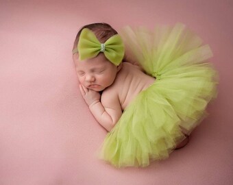 GREEN TUTU, Newborn Tutu Set, Newborn Tutu and Headband, Baby Tutu, Toddler Tutu, 1st Birthday Tutu, Newborn Photo Props, Baby Girl Tutu