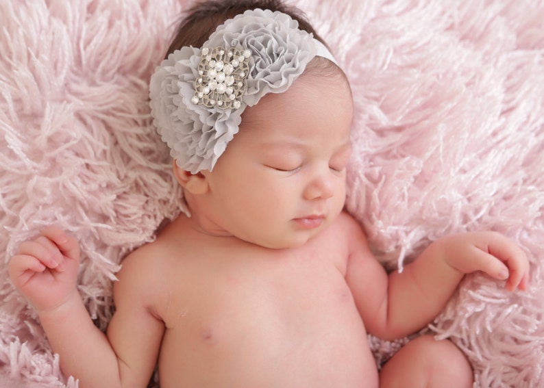 Grey, wedding headband toddler headband infant headband newborn headband Baby headband