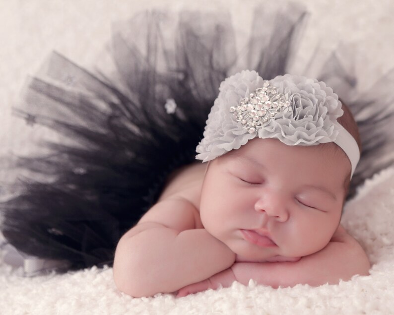 Grey, wedding headband toddler headband infant headband newborn headband Baby headband